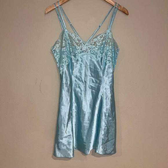 Vintage Victoria’s Secret Aqua Blue Babydoll Lingerie Nightie Sz Medium - Picture 1 of 9